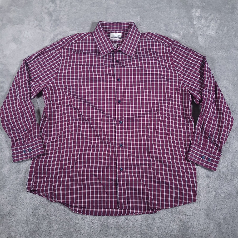 Lucky Brand Shirt Mens XL Plaid Tailored Fit Long Sleeve Button Up Casual